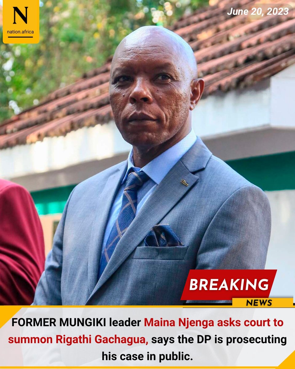 NationAfrica's tweet image. FORMER MUNGIKI leader Maina Njenga asks court to summon Rigathi Gachagua, says the DP is prosecuting his case in public.
nation.africa/kenya/news/mai…