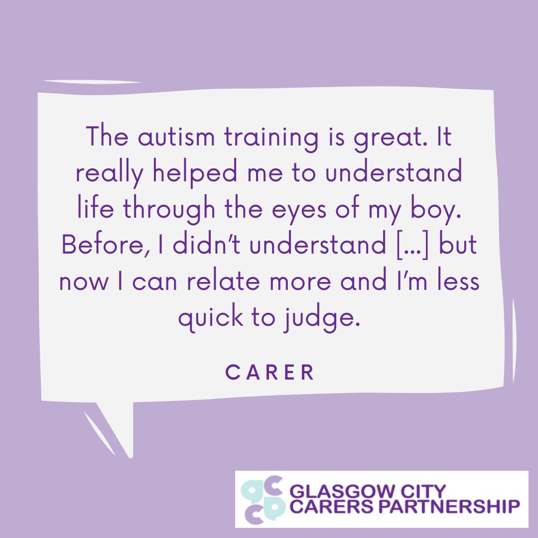 #TrainingTuesday

We offer a range of courses to carers, including the extremely popular autism suit of training.

Interested?

Contact your support worker or complete the self referral form to receive a full range of support: yoursupportglasgow.org/glasgow-homepa…