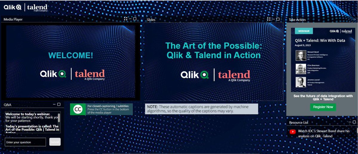 [EN DIRECT] 🔴
<a href="/TrimaneBI/">TRIMANE</a> et ses équipes suivent le webinaire : "The Art of the Possible : <a href="/Qlik/">Qlik</a> &amp; <a href="/Talend/">life</a> in Action" pour rester à la pointe de l'innovation technologique 🚀
#Data