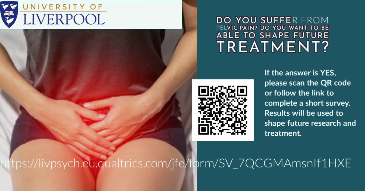 🚨2 weeks left ‼️ If you have persistent pelvic pain 🙏🏻 complete this short survey to help us understand and improve treatment 
Follow link or scan QR code 
livpsych.eu.qualtrics.com/jfe/form/SV_7Q… 
#endometriosis #pelvicpain, #vulvodynia