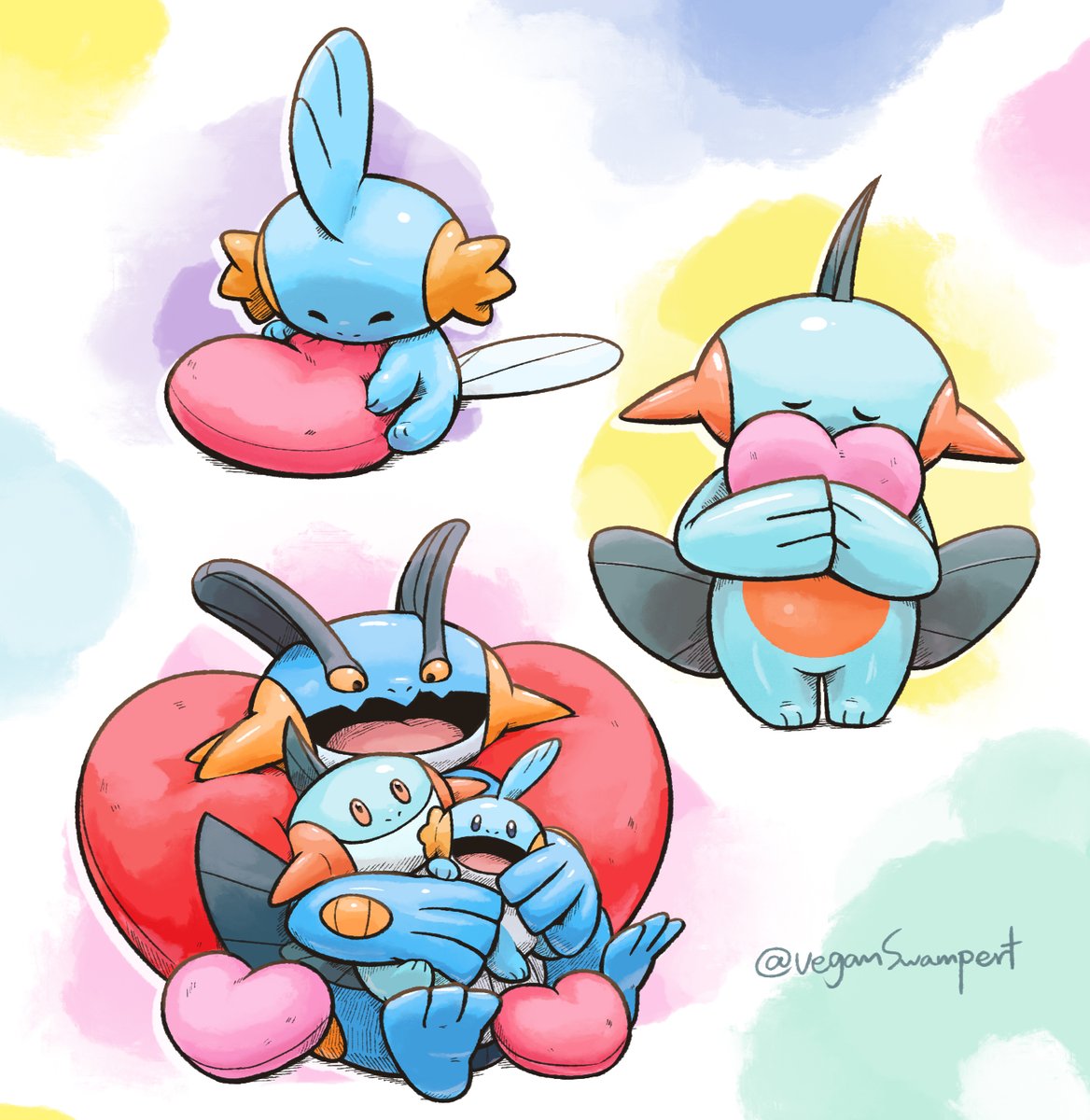 pokemon (creature) no humans open mouth closed eyes heart smile holding  illustration images