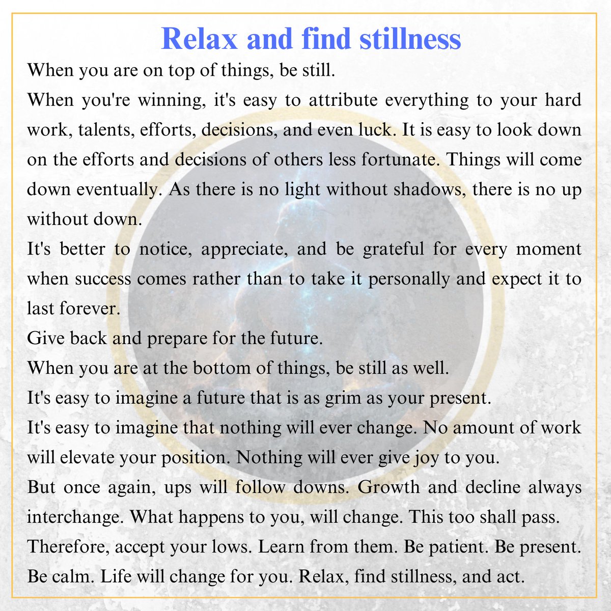 Relax and be still: