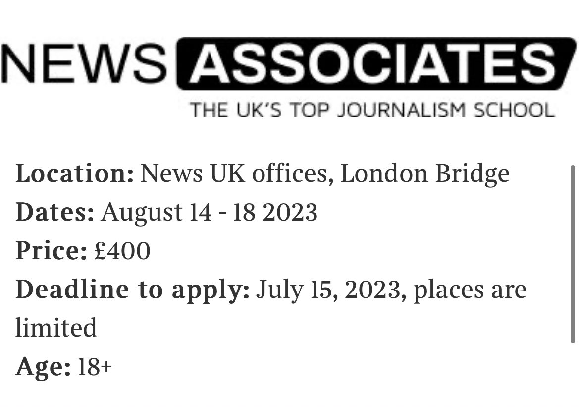 So <a href="/thetimes/">The Times and The Sunday Times</a> are running a week long summer academy for aspiring young journalists with access to their newsrooms and talks from senior journalists for… *checks notes* 400 pound 🥴 And we wonder why our industry is still so inaccessible for people from working-class backgrounds?