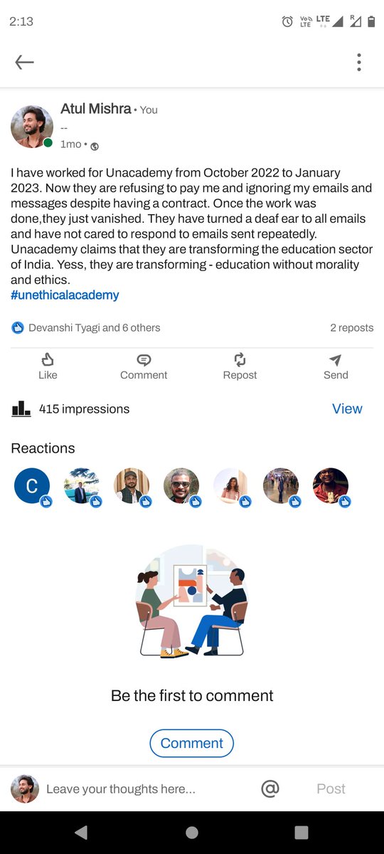 Atul_Alhada's tweet photo. Its almost 50 days and @unacademy is not responding or gvng my payment.  It's time to support the muted voices. Help spread the word by tagging the founders and top officials. #unethicalacademy @TheLallantop @TheQuint @BrutIndia @saurabhtop @nlhindi @ThePrintHindi @aigwu_union https://t.co/N4QXfIUs91