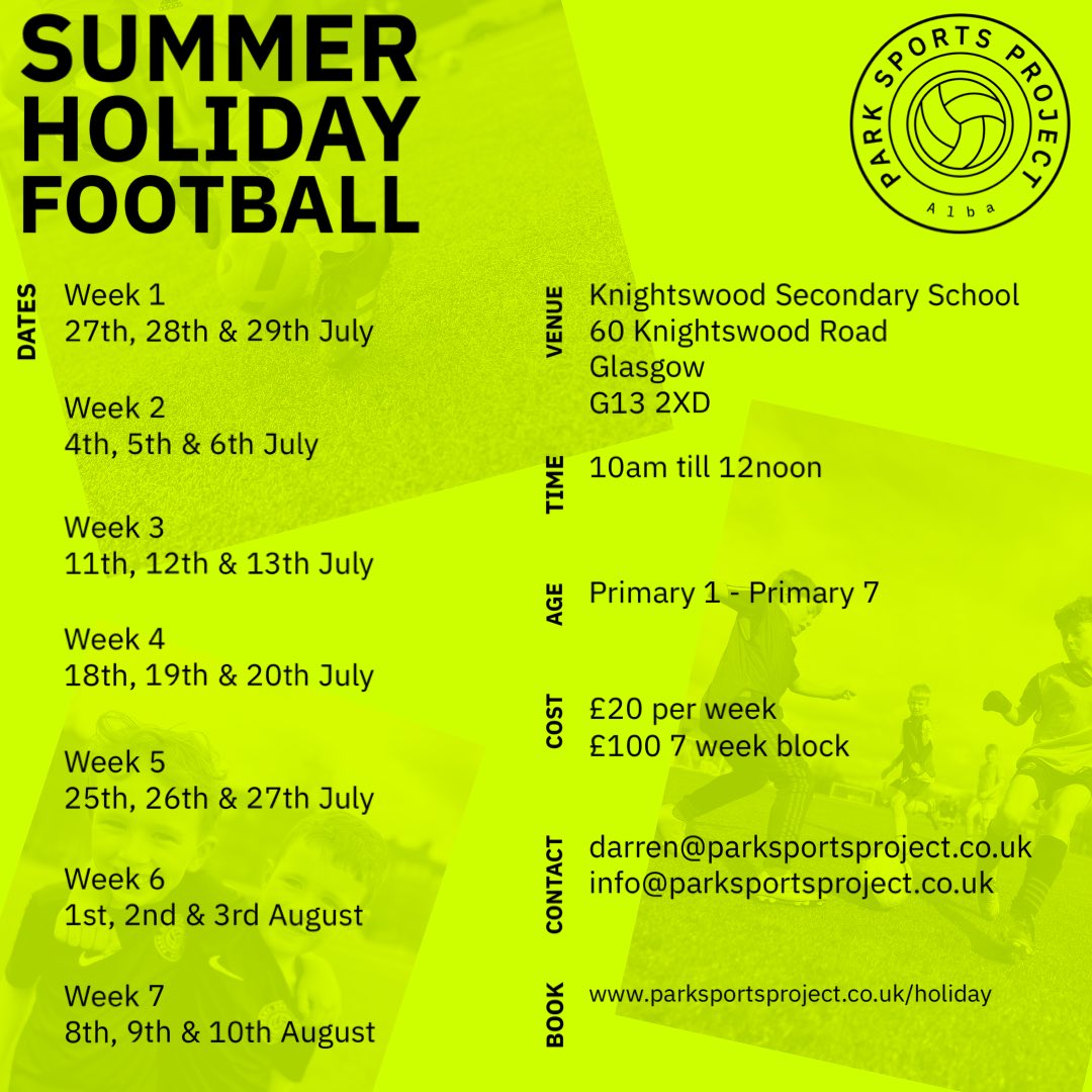 HOLIDAY FOOTBALL | With the summer holidays just around the corner we can’t wait to welcome everyone along to our Summer Holiday Football ⚽️☀️ For more information / booking  please check out our website 💻#ParkSportsProject #PlaySocialisePerform #HolidayFootball #Football