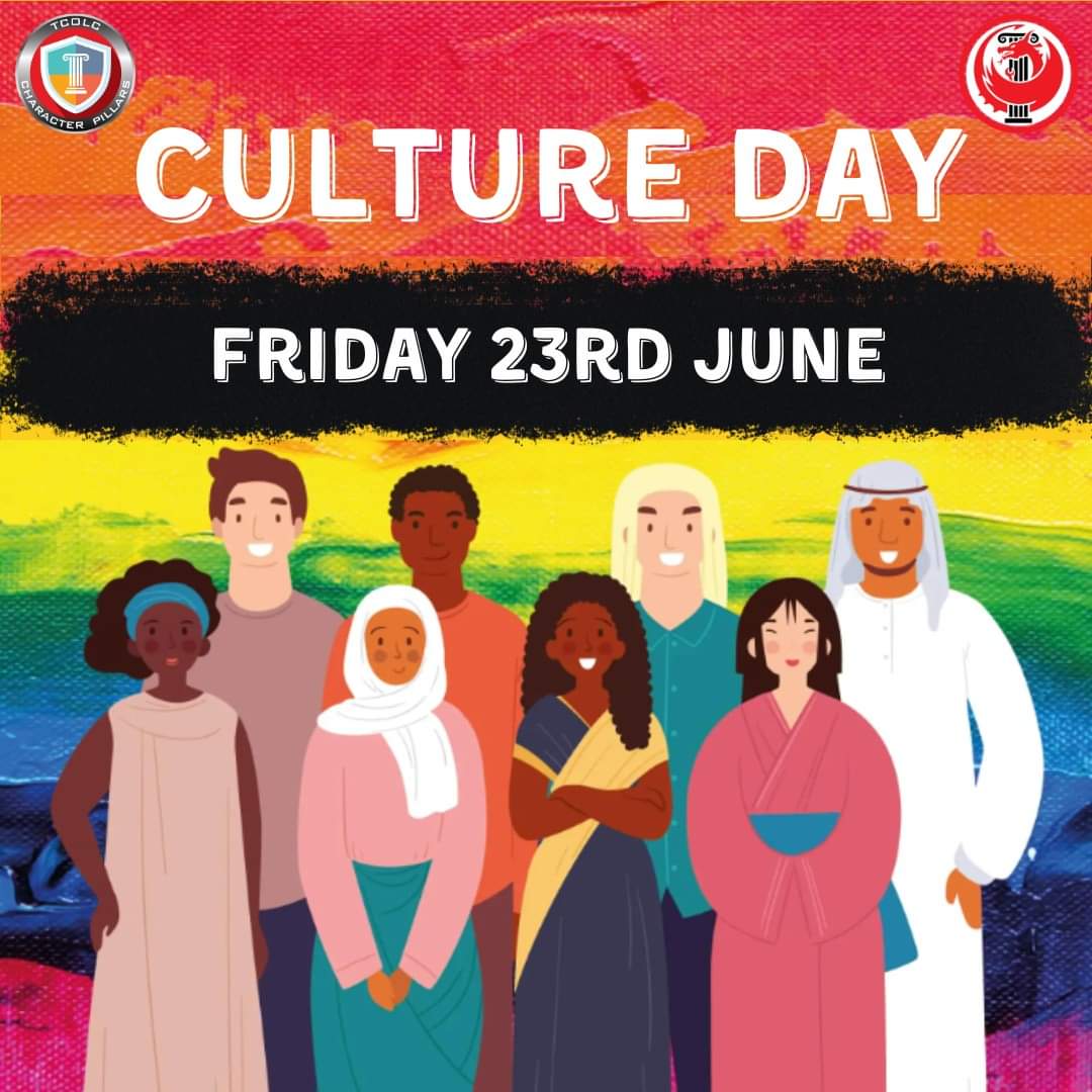 TCOLC #CultureDay - 23 June. Students are invited to wear the clothes that represent their faith, nationality, family heritage or social community.

Students not wishing to wear cultural attire are expected to wear school uniform as this is not considered to be a non-uniform day.