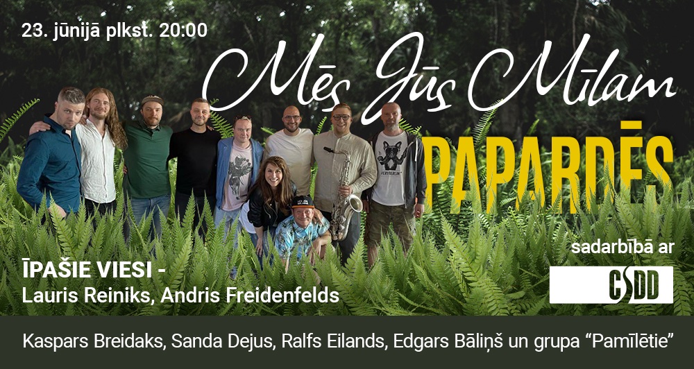 Jestra ielīgošana 23.jūnijā plkst. 20.00! 🌿 Pie mikrofona <a href="/KBreidaks/">Kaspars Breidaks</a>, <a href="/Sandastante/">Sanda Dejus</a>, <a href="/RalfsEilands/">Ralfs Eilands</a> un <a href="/MrBalins/">Edgars Bāliņš</a>, savukārt muzikālais noformējums grupas "Pamīlētie" pārziņā. Un, protams, īpašie svētku viesi – <a href="/LaurisReiniks/">Lauris Reiniks</a> un Andris Freidenfelds! Svinam kopā! 🔥