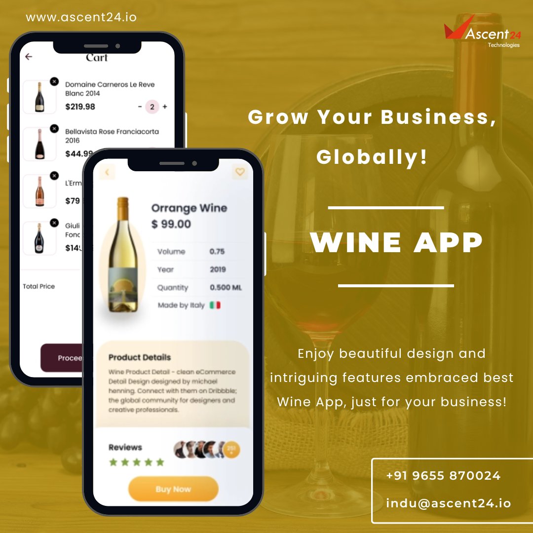 Own a custom developed #wineapp with intriguing features!

Making lives and business easier!😇

👉 indu@ascent24.io 
👉 WhatsApp or Call : +91 9655 870024
👉 ascent24.io

#ascent24technologies #wine #androidapp #iosapp #startup #winemaker