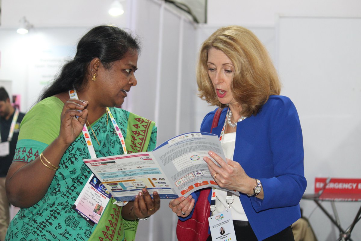 G20edu_Pune's tweet photo. Karen Sandercock, First Assistant Secretary, International Division, Higher Education, Research and International Group, Department of Education Govt, Australia visiting the stall of #NCERT at #G20 Education Exhibition, in #SPPU https://t.co/elte6qj8ce