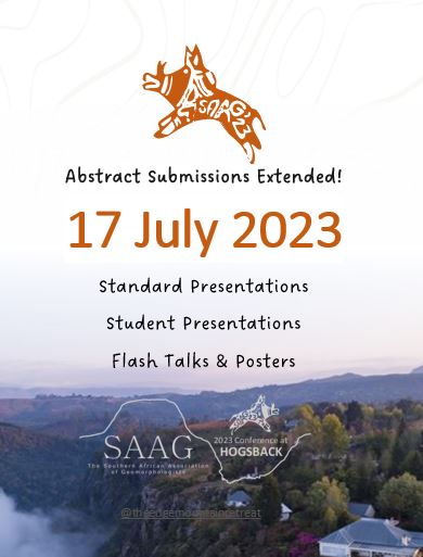 The deadline for submission of abstracts to the SAAG Biennial Conference in Hogsback later this year has been extended to 17 July 2023. Registration for the conference closes 28 July 2023.  Enter today!
saageomorph.wixsite.com/saag/post/saag…