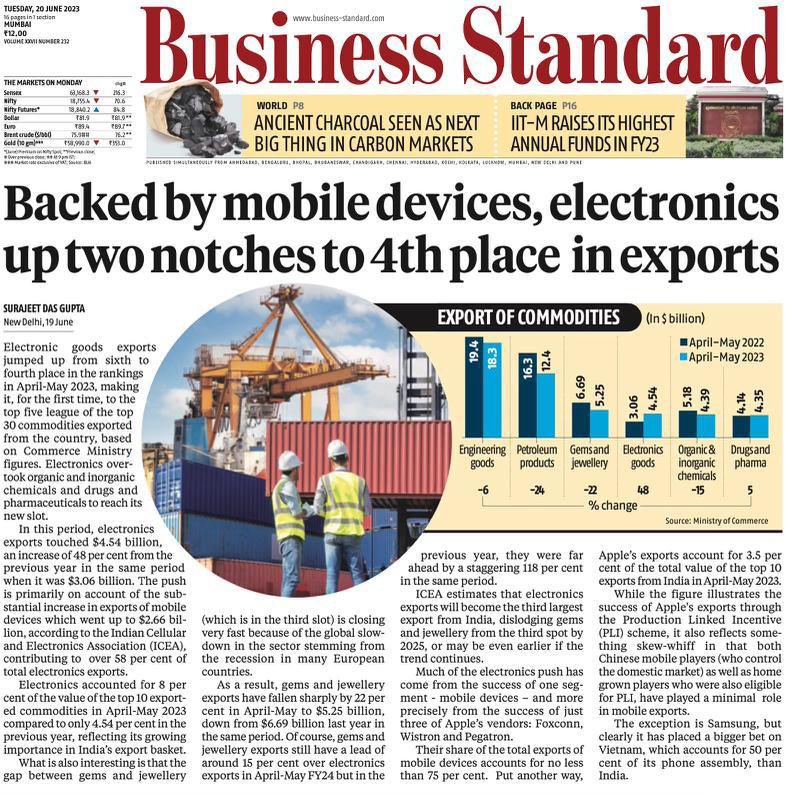 Booming electronics exports.🇮🇳 
#MakeInIndia