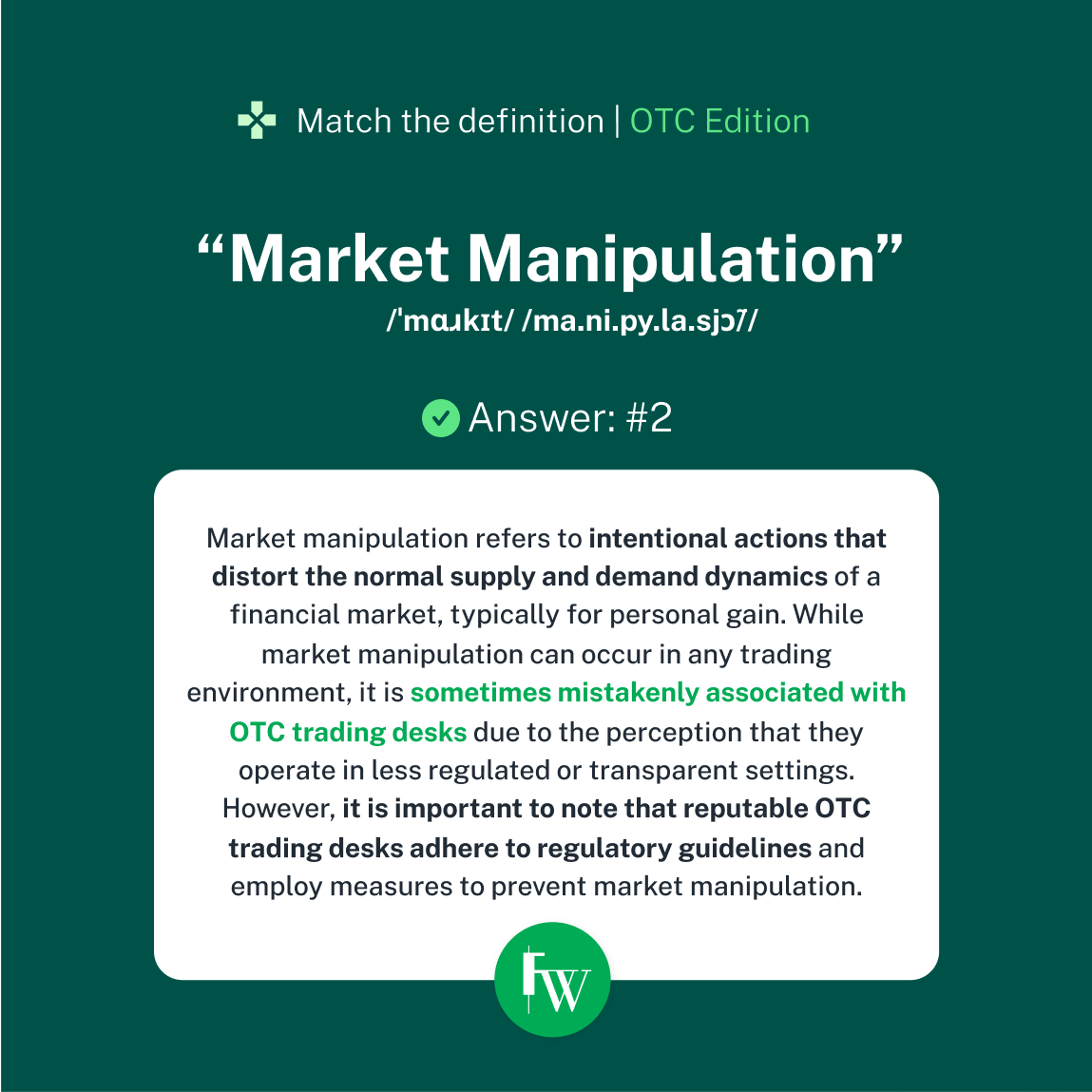 Can you match the definition? 🤔
In the world of finance, market manipulation is a term often misunderstood. Test your knowledge and match the correct definition for 'Market Manipulation.' 📚💼 Think you've got it? Comment your answer below! 
#MarketManipulation #FinanceFacts