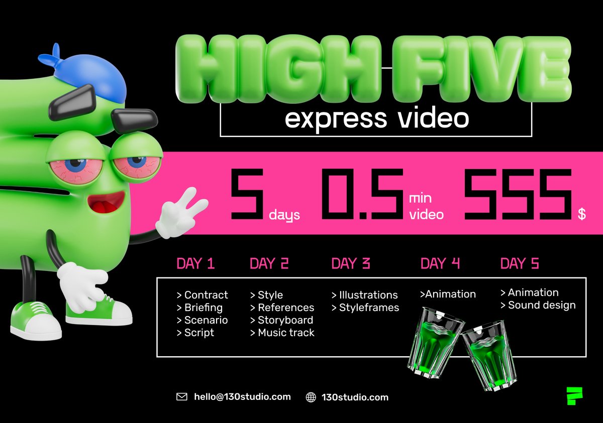 130_Studio's tweet image. EXPRESS VIDEO FROM 1:30 STUDIO  
A great chance to have a top quality 30sec video just for 555 bucks.  
Please, contact us if you’re ready to start! hello@130studio.com  

Working with us is just like hanging out with a good friend. COME OOOOOOON!  
#expressvideo #expressdesign