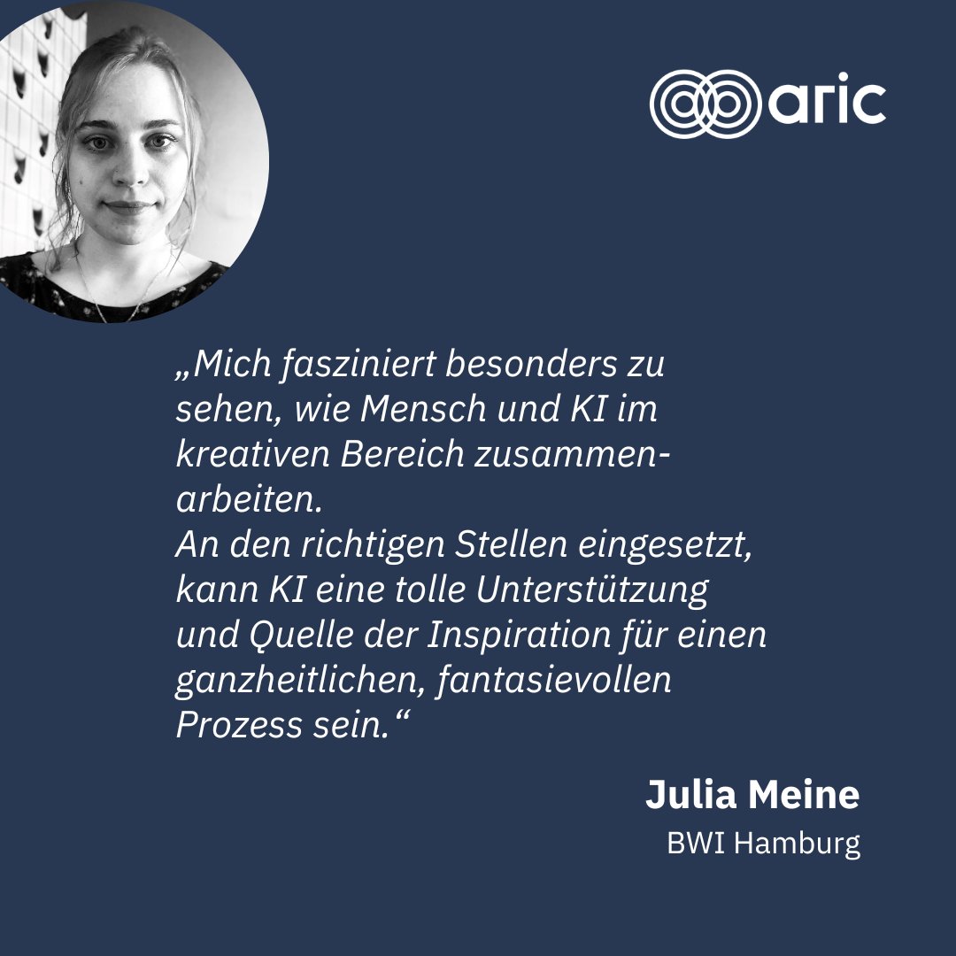 #womenforAI:
In unserer Reihe stellen wir euch verschiedene Frauen* vor, die sich für KI begeistern.

Zu ihnen gehört auch Julia Meine, Volontärin bei der BWI Hamburg.
Sie hat einen Monat lang bei uns im ARIC hospitiert, um etwas über KI und Kommunikation zu erfahren.🤖