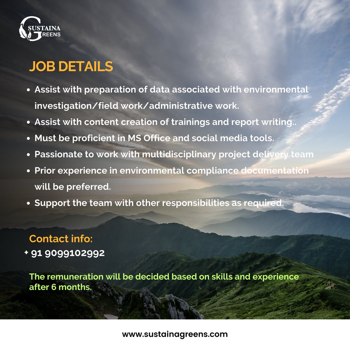 GreensSust3216's tweet image. We are hiring ✨🌿

Looking forward to a dedicated individual applying for a job profile of Project Intern at Sustaina Greens LLP ✨☺️

Apply today &amp;amp; join our team 😊

#wearehiring #jobopportunity #projectintern #greenjobs #environmentjobs #enrollnow #sustaina_greens