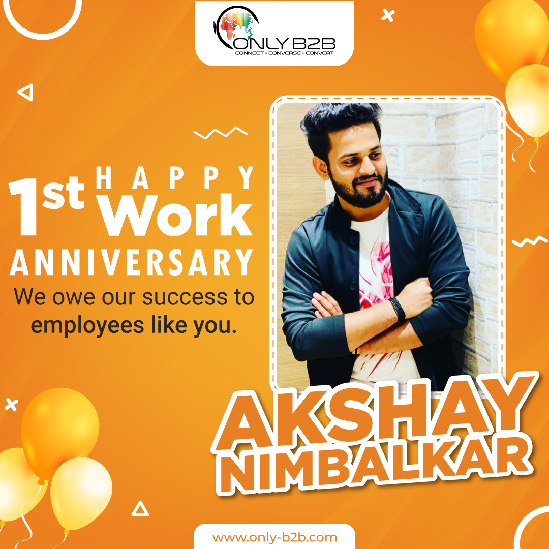 Celebrating 1 Year of Success! Thank you for a year filled with dedication and growth. Here's to many more milestones together! 🎉✨
.
.
#WorkAnniversary #OneYearStrong #AchievementUnlocked #GrowthAndSuccess #EmployeeAppreciation #MilestoneCelebration #CareerJourney #OnlyB2B