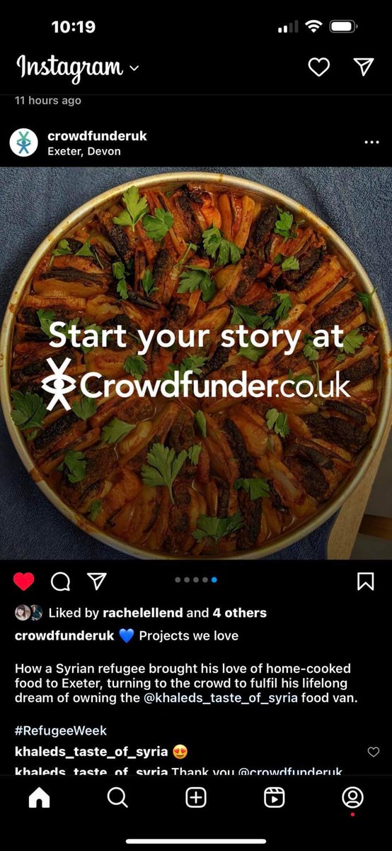 Many thanks to <a href="/crowdfunderuk/">Crowdfunder UK</a> Team for sharing this on Instagram and for all the support. A big thanks to all our supporters who donated to our project. The great news is coming soon.
#نكهة_خالد_السورية
#khaledstasteofsyria
#devon #exeter #syrianfood #foodtrailer #exeterlife #uk