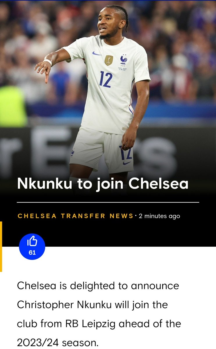 Welcome to Chelsea Football Club Christopher Nkunku #KTBFFH 💙💙