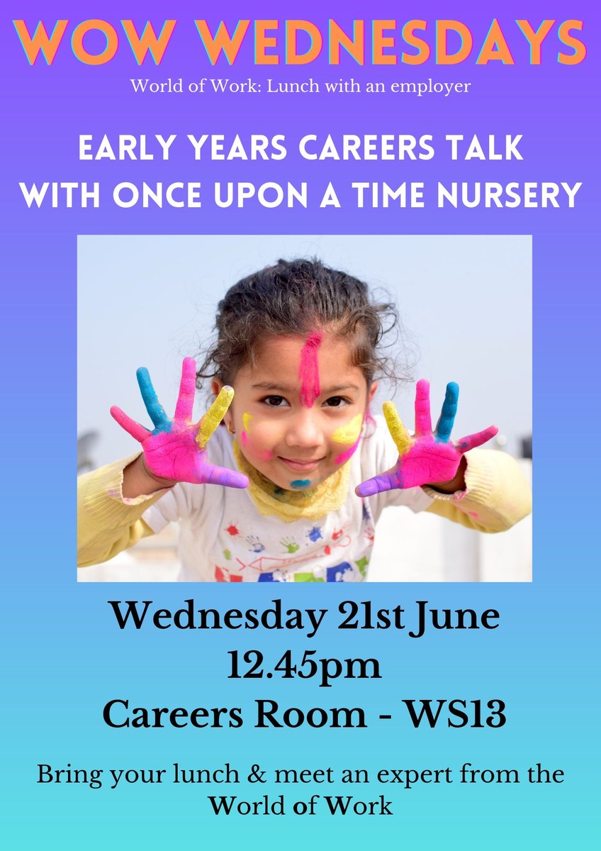 sprowstonhigh's tweet image. We have another &apos;World Of Work&apos; careers talk on Wednesday. #childcare #EYFS #lunchtimetalks #careers #employerengagement #workexperience