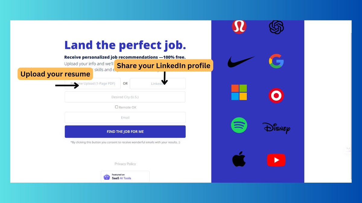 🤖thejobforme - thejobforme.com
#AI job recommendation tool 

#jobsearch #jobseekers