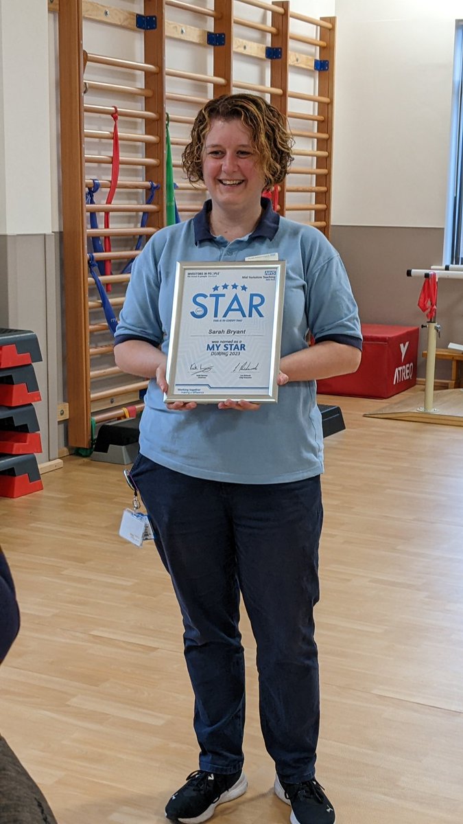 So proud of our amazing Physiotherapy Technical Instructor Sarah Bryant. She's always been OUR STAR but now she's been recognised by @MidYorkshireNHS and awarded a
 MY STAR. @_annie_jacques