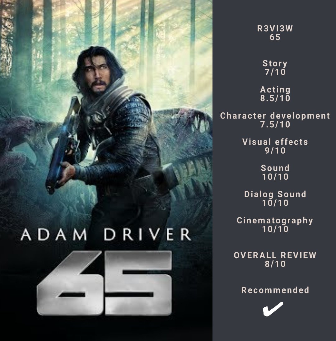 65
#adamdriver #arianagreenblatt #chloecoleman

#review #moviereviews #reviewfilm #filmreview #filmreviews #moviereview  #moviecritic #filmcritic #tvreview #movies #film #actors #netflix #primevideo #r3vi3wz #65movie