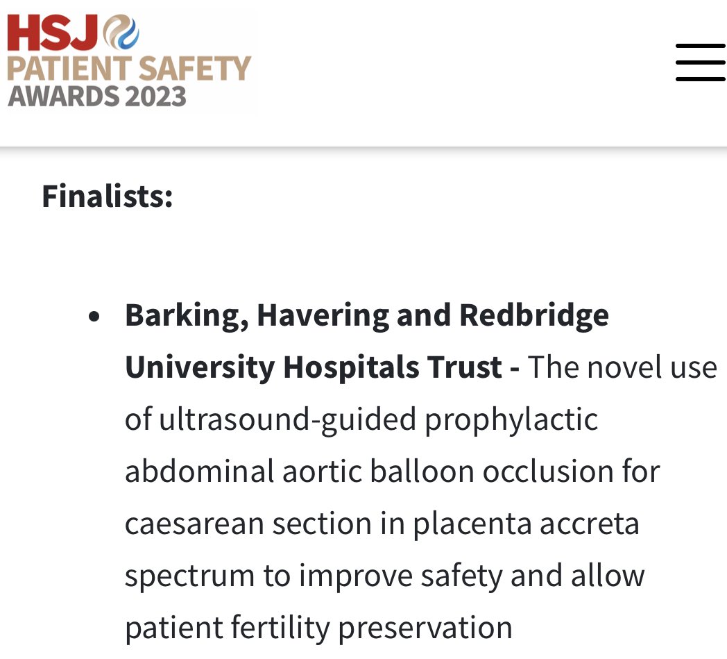 Dr Michael Magro (@drmikemagro) on Twitter photo Super excited! We are a finalist in the <a href="/HSJptsafety/">Patient Safety Congress & Awards</a> awards for our innovative work on reducing blood loss and aiding #fertility sparing surgery in women with #Placenta #Accreta. Only Trust in Europe to offer #Ultrasound guided PABBO <a href="/BHRUT_NHS/">BHRUT NHS 🏥</a> <a href="/BHRUT_Maternity/">BHRUT Maternity</a> @matthewtrainer Super excited! We are a finalist in the <a href="/HSJptsafety/">Patient Safety Congress & Awards</a> awards for our innovative work on reducing blood loss and aiding #fertility sparing surgery in women with #Placenta #Accreta. Only Trust in Europe to offer #Ultrasound guided PABBO <a href="/BHRUT_NHS/">BHRUT NHS 🏥</a> <a href="/BHRUT_Maternity/">BHRUT Maternity</a> @matthewtrainer