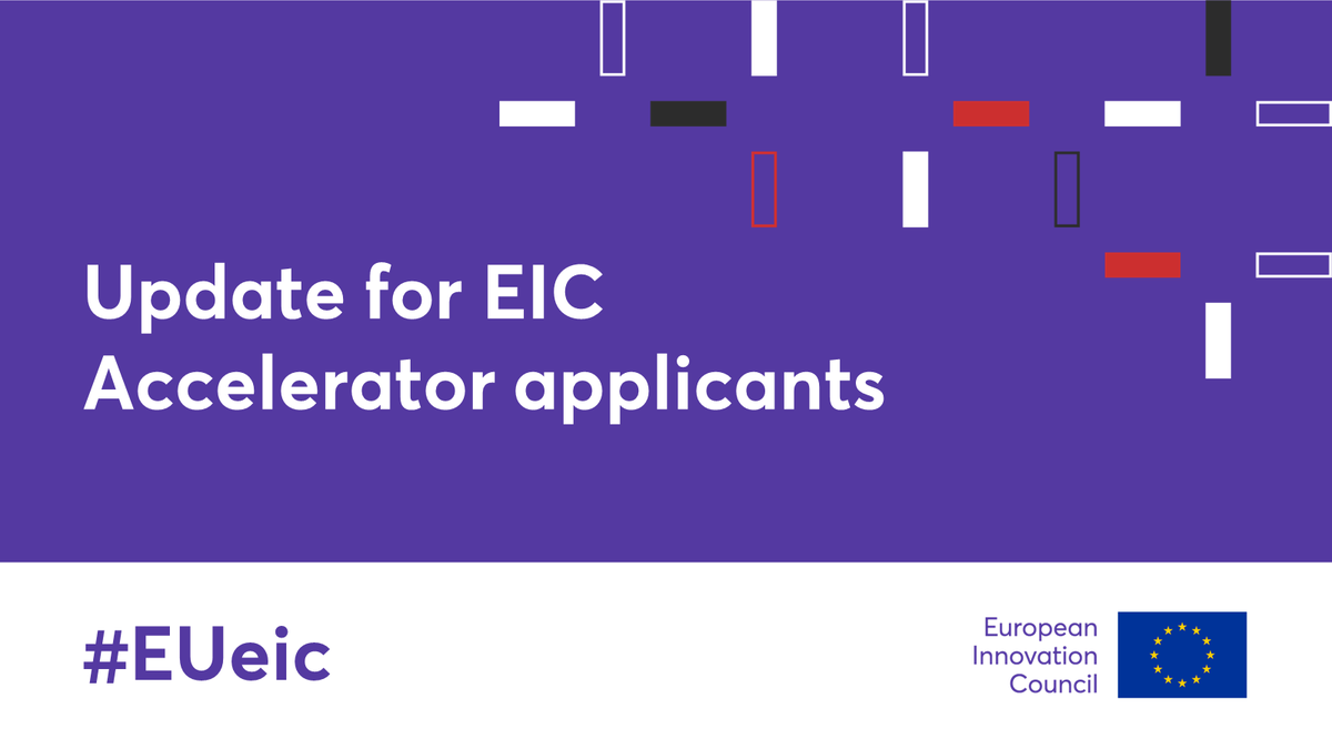 EUeic's tweet photo. 🚨 Update for #eicAccelerator applicants

Step 1 applicants that will reach the 12-month period between the June &amp; the October cut-off dates will now be allowed to submit a full proposal application to the 4 October cut-off date.

More on the FAQ page 👉 https://t.co/4Bcd0Vp1sh https://t.co/PCGjNZe9HB
