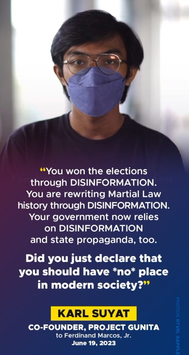 In the first place, hindi si PBBM ang pasimuno nang disinformation.

Sino ba ang tinatawag na COCAINE ADDICT?

Sino ba ang tinatawag na MAGNANAKAW?

Sino ba ang tinatawag na FAKE DIPLOMA?

Sino ba ang tinatawag na TAX EVADER?

Lahat ng mga iyan ay walang basehan.
