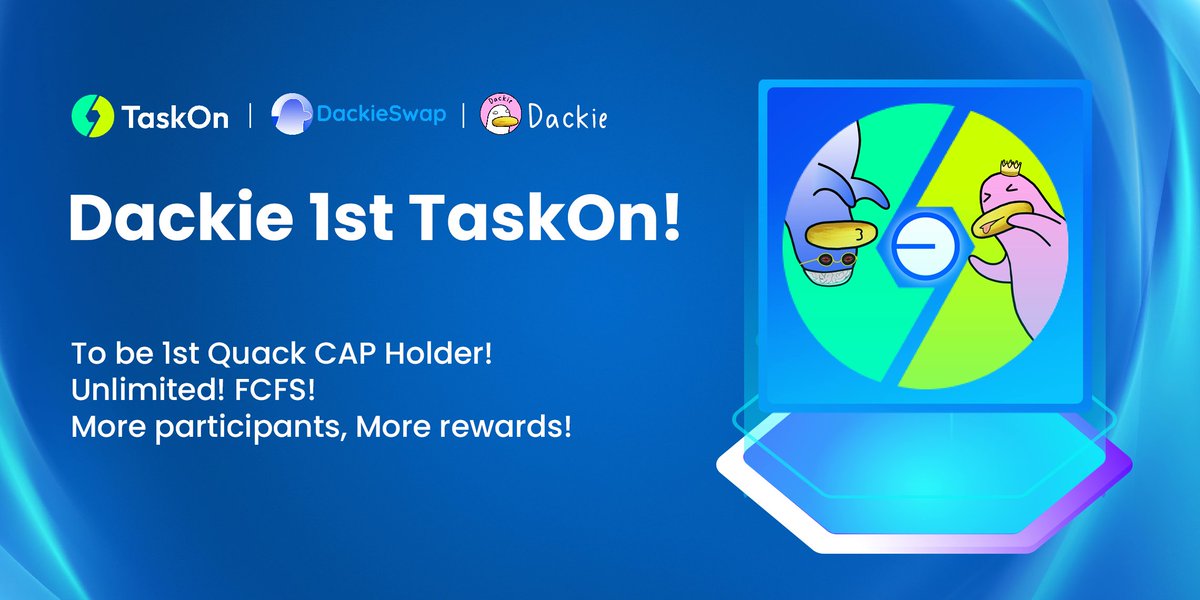 🦆 Quackingly egg-citing news!

Hold onto your feathers as we launch our journey with @DackieSwap, the #1 native real yield DEX on @BuildOnBase!

Claim Unlimited #Quack #CAPs & Unlock Benefits🎁
taskon.xyz/campaign/detai…

More Participants, More Benefits!

 #Web3 #Crypto…