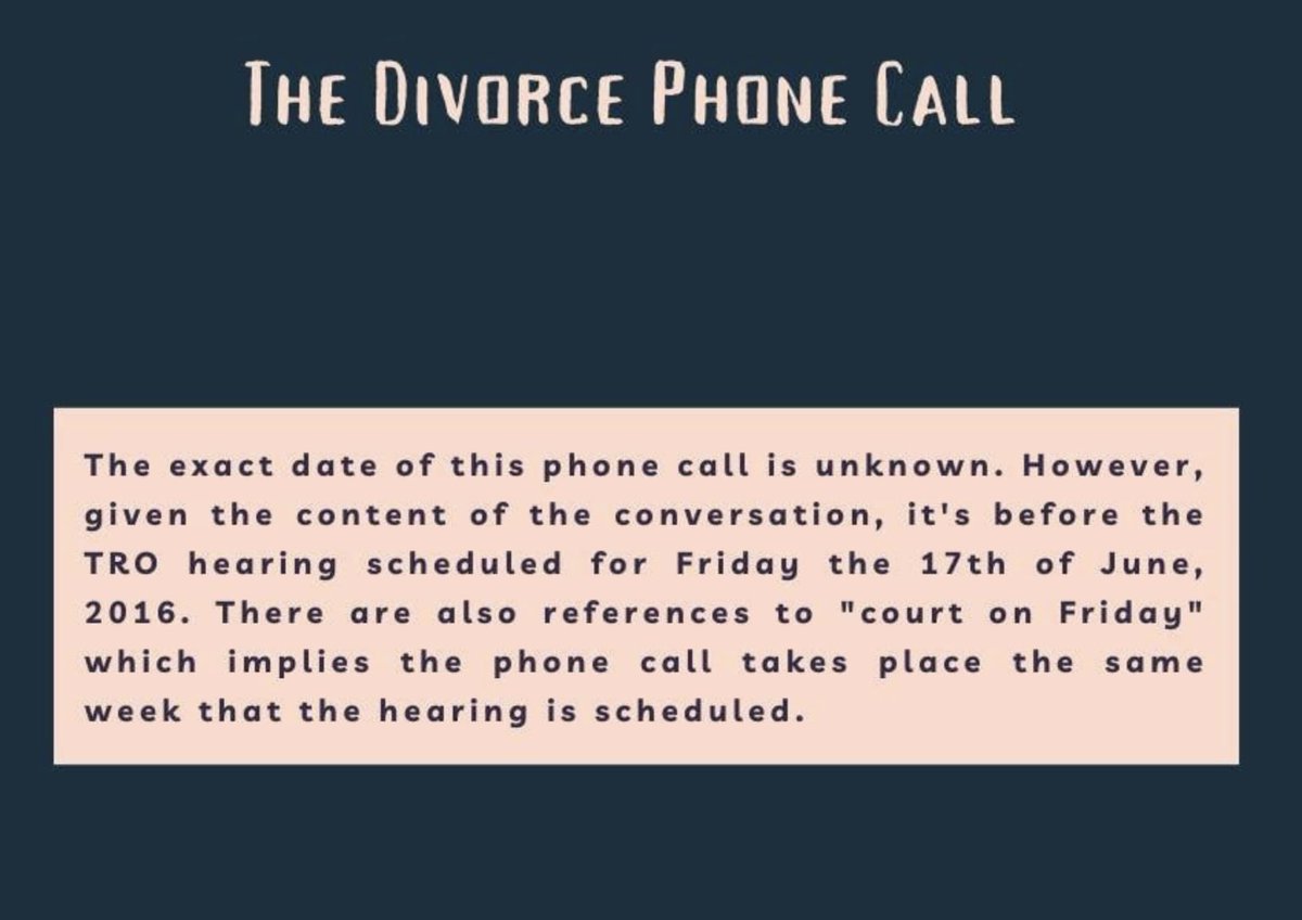 #AmberHeardIsAnAbuser 
#AmberHeardlsALiar 

Saw this 🧵 in #JusticeForJohnnyDepp Reddit, brilliant research (as always) from this person.

It is referring to an audio, metadata shows the date of the call as being 15 June 2016, so first sentence now resolved.