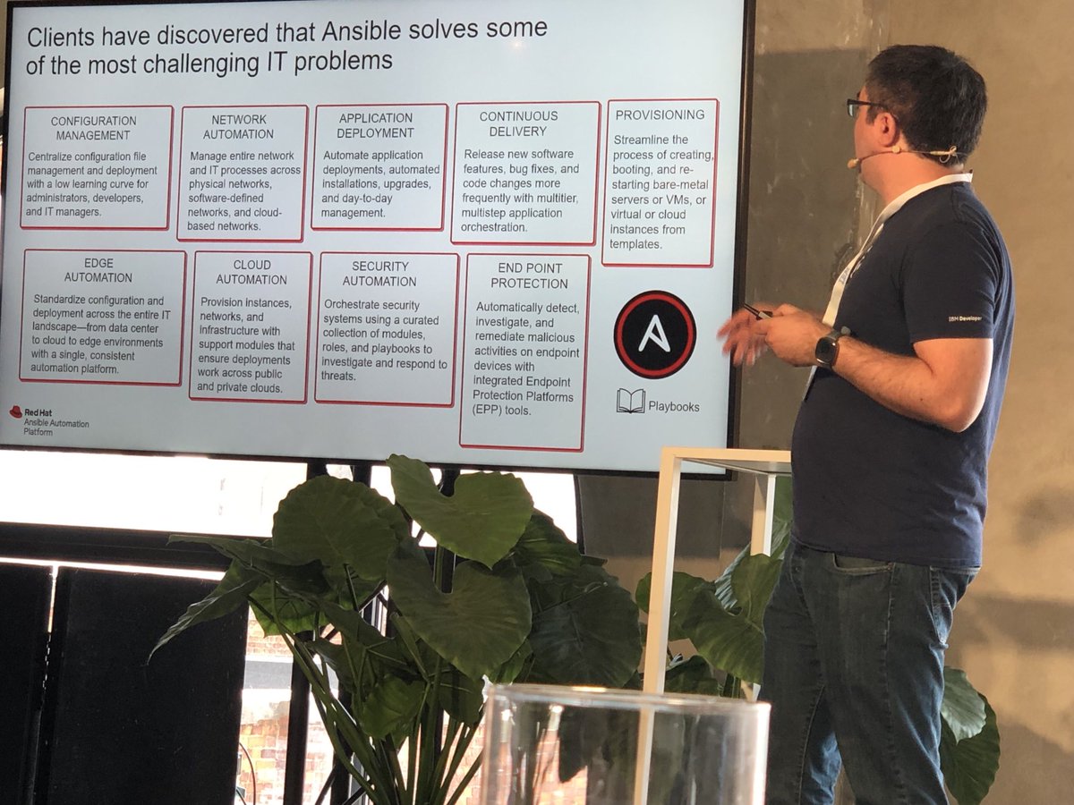 ⁦<a href="/IBM/">IBM</a>⁩ #TechConnect Belgium ⁦<a href="/LudovicGasc/">Ludovic Gasc</a>⁩ explaining how #ansible solves some of the most  challenging IT problems. #ibmi #powersystem Dear community -use Ansible it’s very powerful, it will make your life easy #ibmchampion ⁦<a href="/CommonEurope/">Common Europe</a>⁩ ⁦⁦<a href="/COMMONBE/">COMMON Belgium</a>⁩