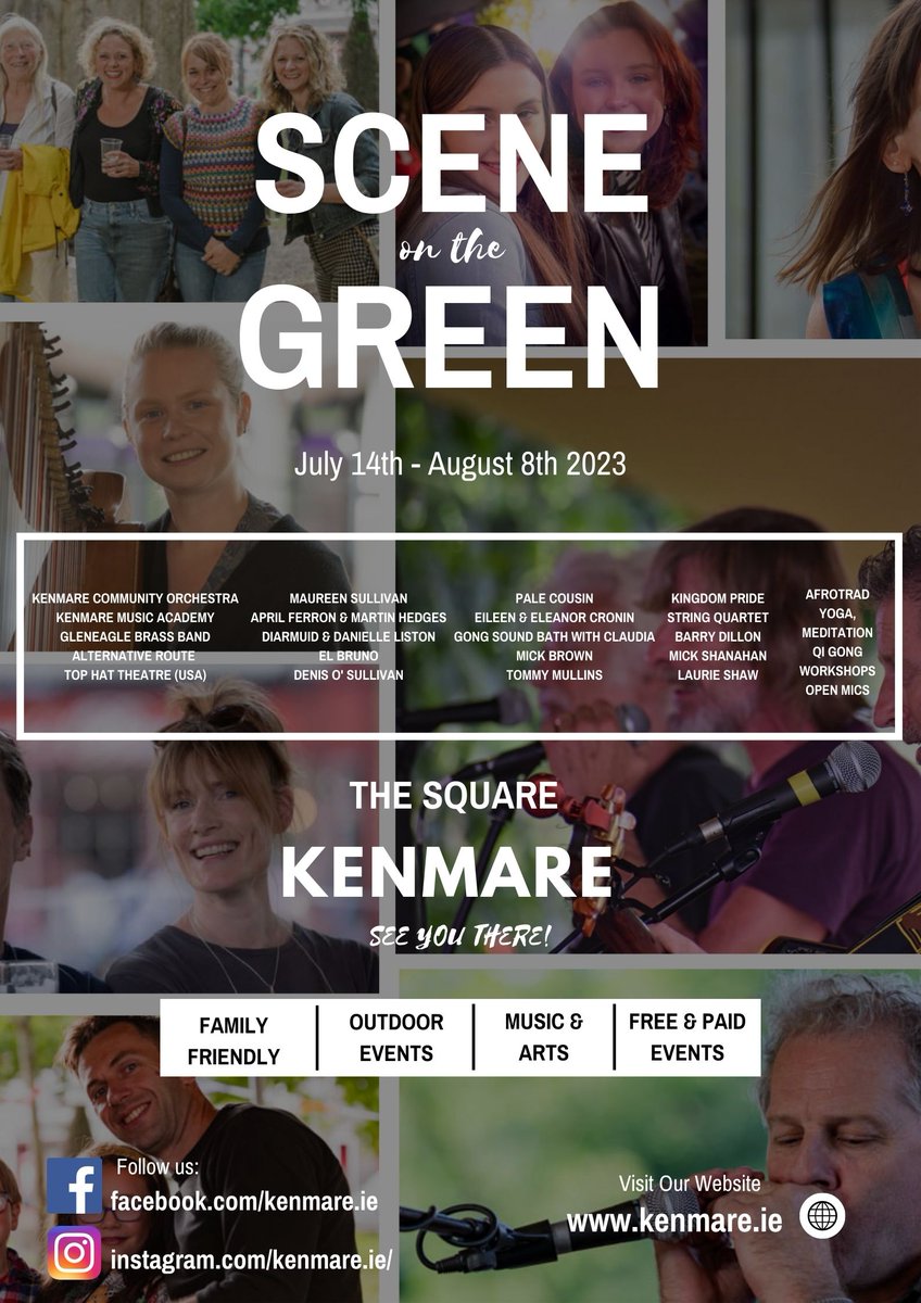 Scene on the Green returns to Kenmare in July.
#kenmare #summer2023 #escapetoliving #visitkerry #visitireland #traditionalmusic #traditioinalirishmusic #ecclecticmusicevent #communityfestival