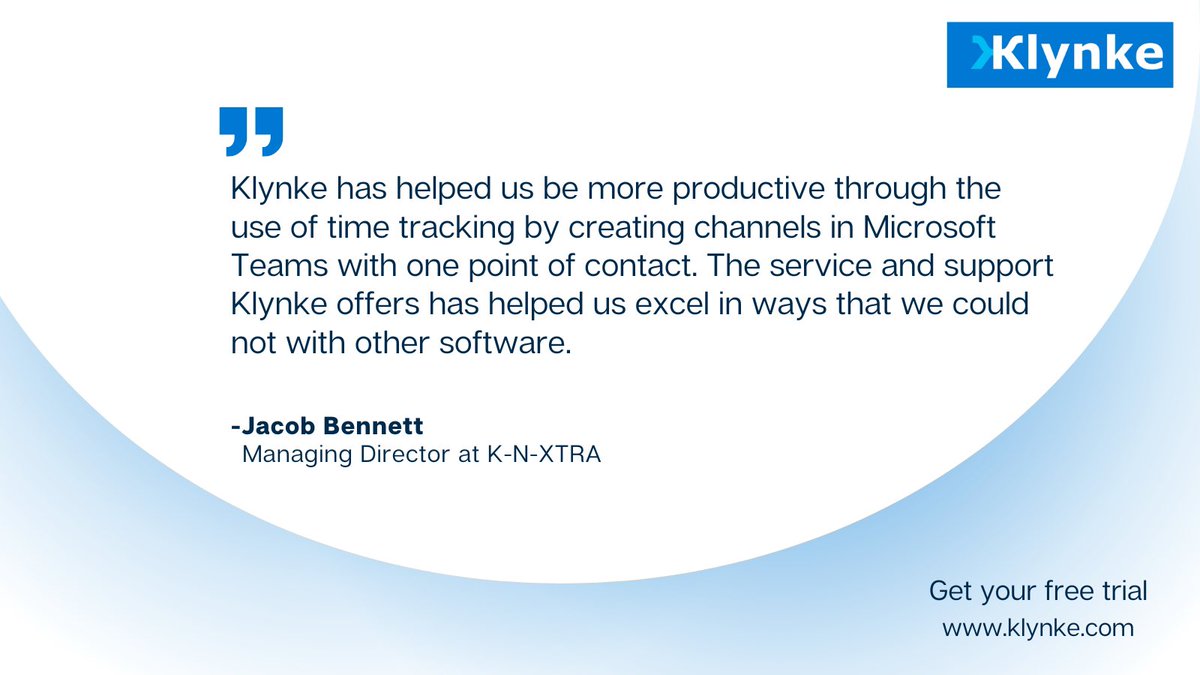 We’re thrilled to share some incredible feedback we’ve received from our users:

 "...the service and support Klynke offers has helped us excel in ways that we could not with other software." - Jacob Bennett at K-N-XTRA in #NewZealand🇳🇿

👉klynke.com

#timemanagement