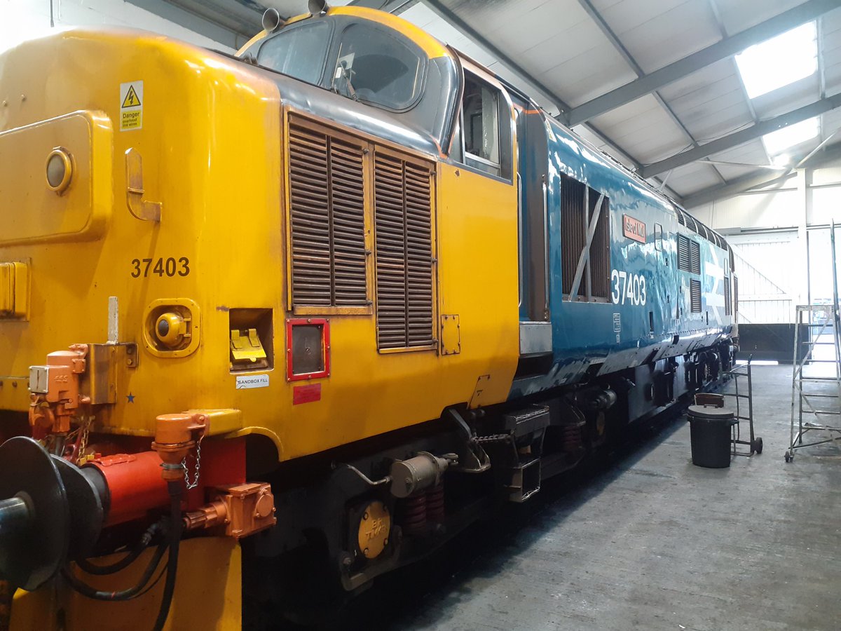 Second arrival for @WorthValley #kwvr #dieselgala safely tucked away in #Haworth #locodept  37403 'Isle of Mull'