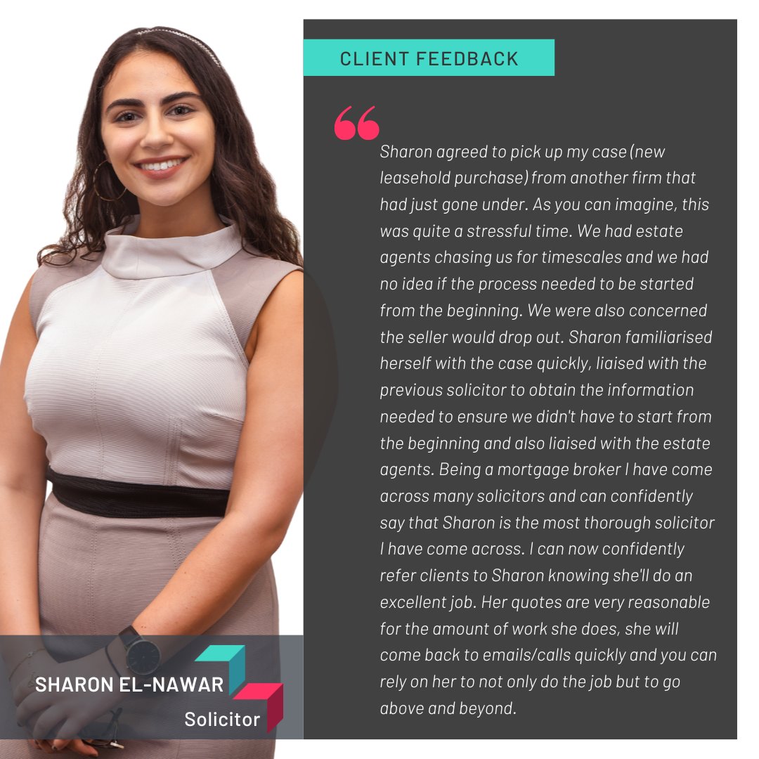 #TestimonialTuesday

We love hearing from our wonderful clients, and we're excited to share this amazing review we've received for our Solicitor, Sharon El-Nawar. Very well done Sharon.

#BerladGrahamSolicitors #solicitor #PropertySolicitor #conveyancingsolicitor #conveyancing
