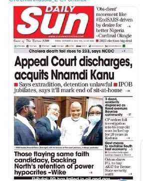 Despite discharged &amp; acquitted of all frivolous charges, #NnamdiKanu #IPOB leader clocks 2yrs  in Illegal detention since his abduction &amp; extraordinary rendition #FreeMaziNnamdiKanu &amp; #SupportBiafraReferendum Add your voice <a href="/elonmusk/">Elon Musk</a> <a href="/KremlinRussia_E/">President of Russia</a> <a href="/narendramodi/">Narendra Modi</a> <a href="/mfa_russia/">MFA Russia 🇷🇺</a>