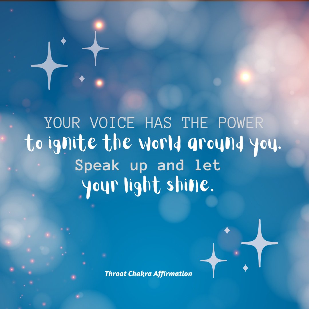 ThroatJournal's tweet photo. Your voice has the power to ignite the world around you. Speak up and let your light shine.

#throatchakra #chakra #dailyaffirmations #affirmations #positiveaffirmations #wordsofaffirmation #dailymotivation #aesthetic https://t.co/vYfHsKJBWO