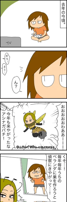 今年もこの季節きたね…🐝 そろそろ今年も作るで～🍯  #アシナガバチ