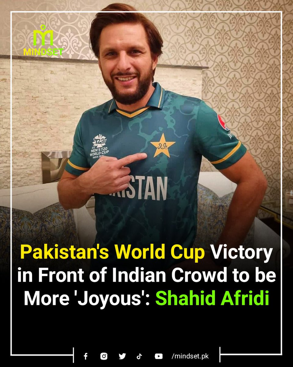 mindsetdotpk's tweet photo. Shahid Afridi, the ex-captain of the Pakistani cricket team, has voiced his endorsement for competing against India in Ahmedabad for the upcoming ICC World Cup.
#PakistanMindset #shahidafridi #Islamabad #NajamSethi #Dollar #Lahore https://t.co/8lt8F9MdPK