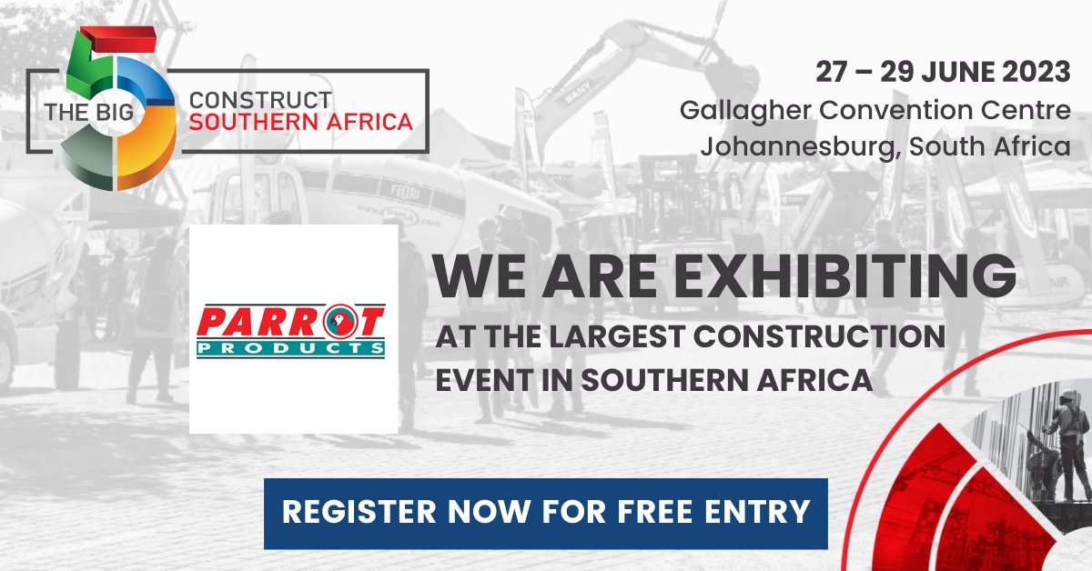 ParrotProducts's tweet photo. We are participating in the Big 5 Construct Southern Africa expo on the 27-29 June 2023 at the Gallagher Convention Centre in Johannesburg, South Africa and WE INVITE YOU! 😊 #big5constructsouthernafricaexpo

Register now for FREE ENTRANCE 👉 https://t.co/g7Kjl7z0nb https://t.co/zDfHqEDLQc