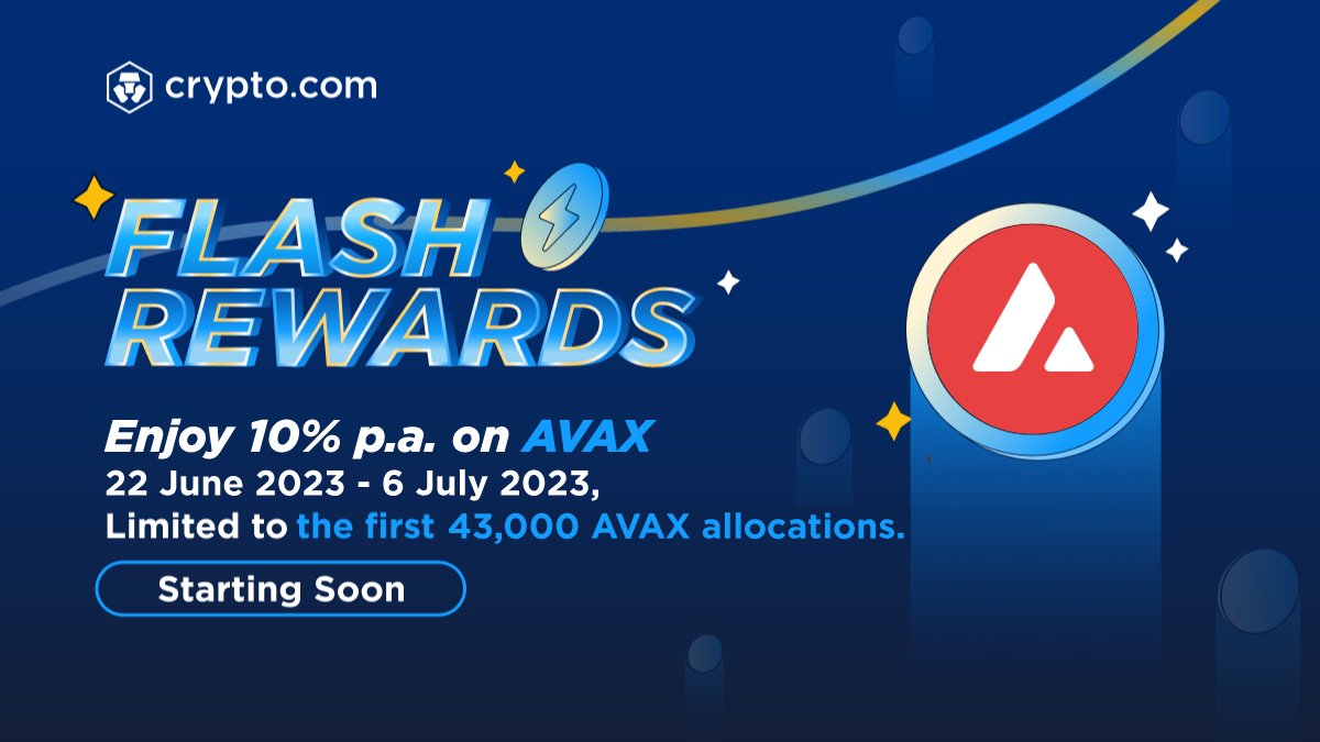 ⚡ AVAX Flash Rewards ⚡

Allocate up to 430 AVAX and don’t miss your chance to earn high rewards 😱

💸 10% p.a. 
🗓️ 14-day lockup
⚡ Limited to the first 43,000 AVAX worth of allocations
⏳ 22 June to 6 July 2023