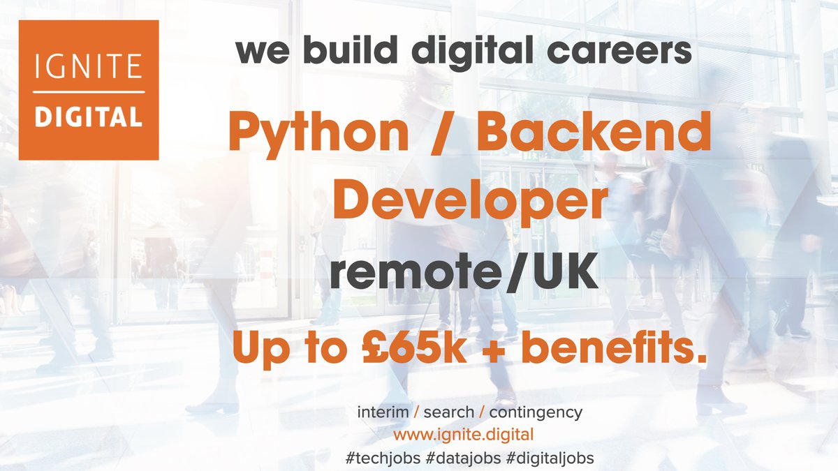 IgniteDigitalHQ's tweet photo. This #developerjob is a brilliant opportunity for a #PythonDeveloper interested in developing reliable, efficient, and scalable systems for a market-leading, high-growth retailer.
https://t.co/gOW4HQoA85
#devjobs #techjobs #tech #techrecruitment #developer #backend https://t.co/nI12yiF2em