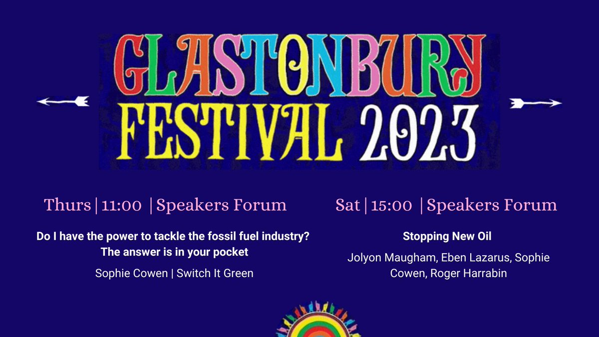 Excited to announce that our CEO, Sophie, will be speaking at @glastonbury this week 🎪

Get inspired at the #GlastonburySpeakersForum as she answers the question

Do I have the power to tackle the #FossilFuel industry?

See you there! 

#Glasto  #GlastonburyFestival