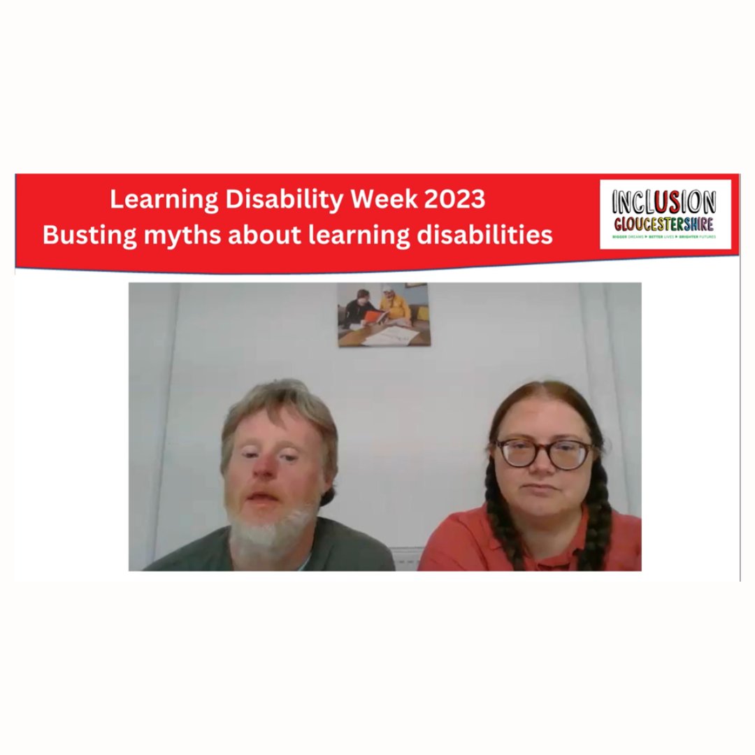 Watch Debbie and Tim bust some myths about Learning Disabilities on the @InclusionGlos #LDWeek webpage. 

Check it out here: inclusiongloucestershire.co.uk/glosldweek23

#SelfAdvocacyWorks #yourvoicematters #learningdisabilities  #diversity #inclusion #diversityandinclusion  

@NHSSW @GlosHealthNHS