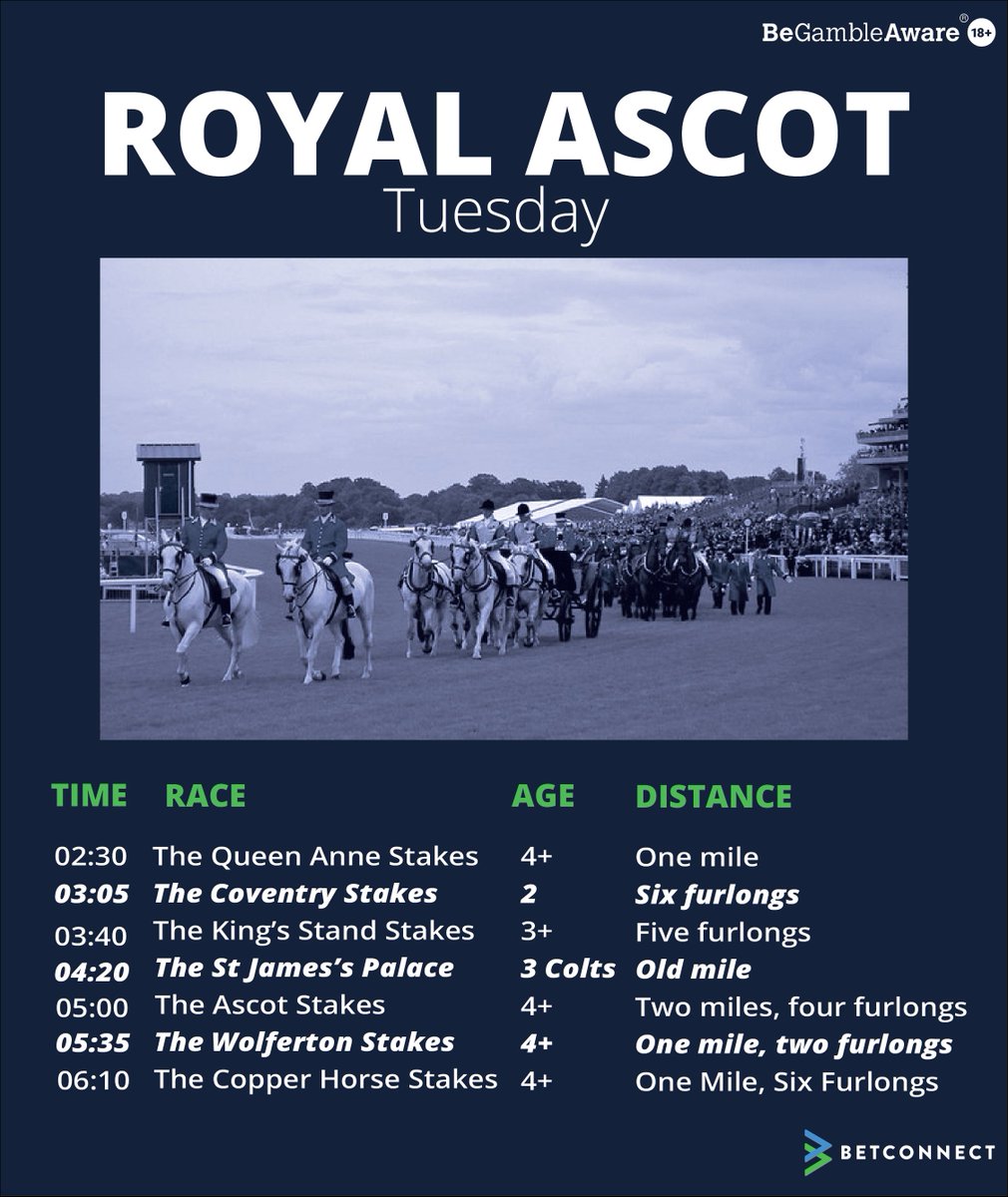 betconnect's tweet photo. 🏇Happy first day of Ascot🏇
Which race are you the most excited for?
Best Odds here👉https://t.co/KvVcrThwWD 
- - - - - -
 #horseracing #horserace #racehorse #bettingtips #horseracingfestival #jockeys #ascot #royalascot #AscotFans #AscotRacecourse  #HorseAppreciation https://t.co/9fzUJ4ofnR