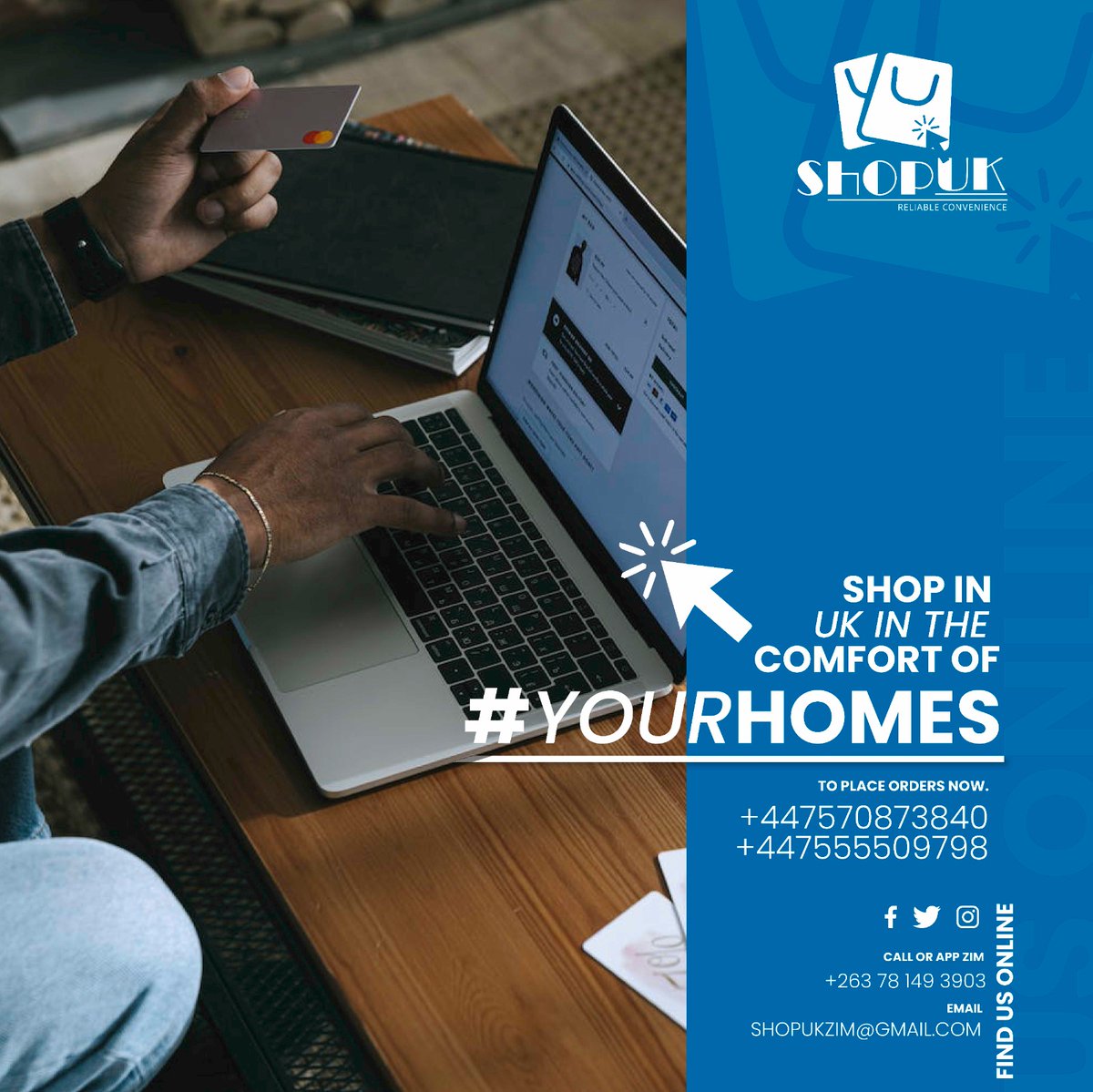 EsteemComm53721's tweet photo. Shopping made easy with #shopuk
Fill your cart in the comfort of your home and have your cargo delivered right at your doorstep. 
It's easy!
App/Call +263 78 149 3903
Email: shopuk.zim@gmail.com
Collection  in Harare is in Newlands
#shoppingconvenience 
@EsteemComms 
@takemorem1 https://t.co/N1oS76Bcq4