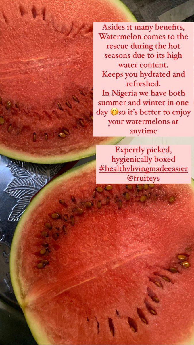 fruiteys's tweet photo. Have you ever bought watermelons and they arenβt ripe, sweet and juicy enough??
Let #Fruiteys handle your fruits and veggies groceries ππππππππ
Expertly picked fruitsβ
Hygienically boxed β
Delivered to you in the comfort of your homes β
Send us a Dm to place order https://t.co/gUGlvPR0g7