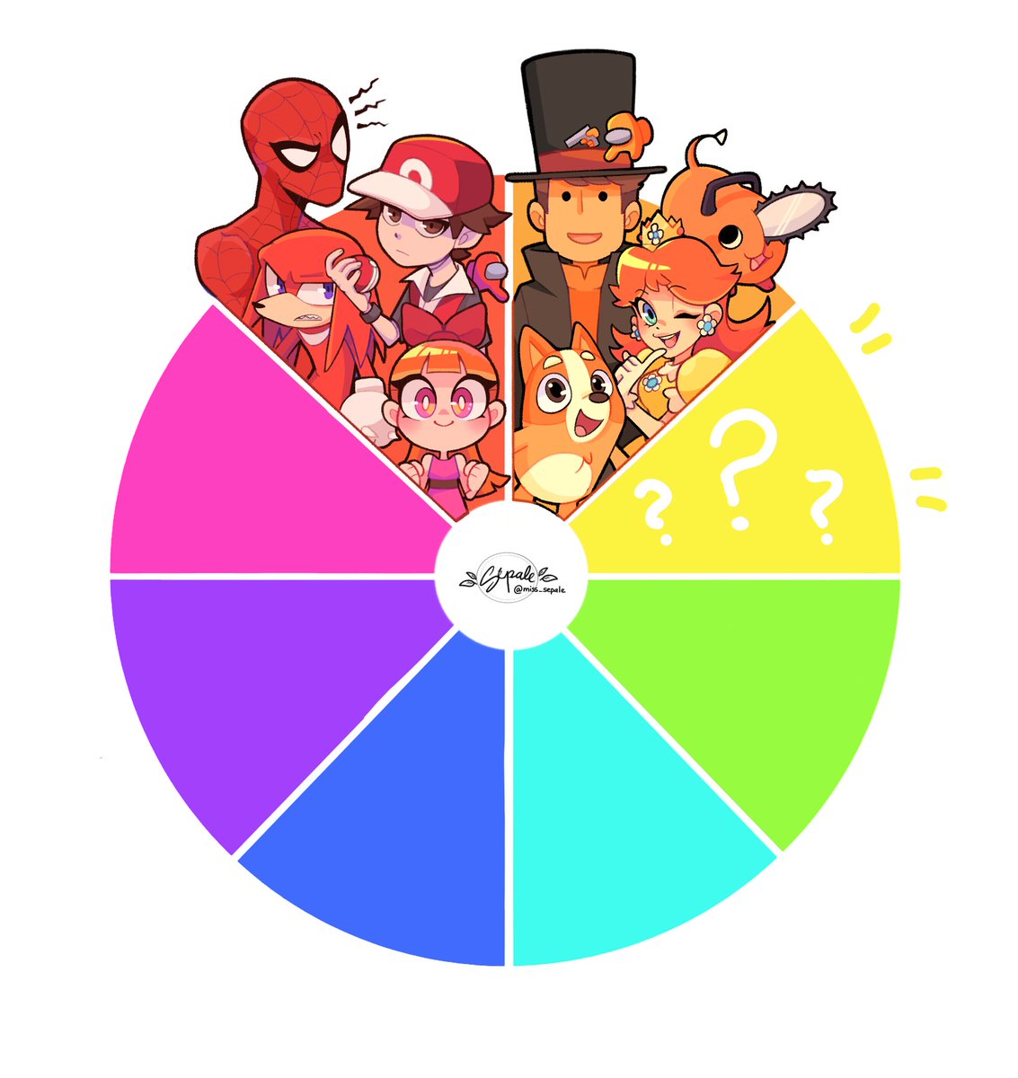 MissSepale's tweet image. Here's the orange part !🟠

Thank you for your recommandations, I choose the characters carefully, hope you like them !!! :D 

Now I need your help for the yellow slice, who do you want me to draw ? 🐣⭐️🌻⚡️