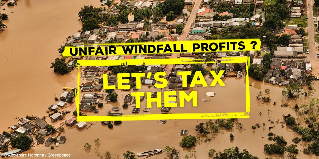 Greenpeace's tweet photo. It's time to #MakePollutersPay for the loss and damage they've caused.

Climate finance will be at the heart of the summit for a #NewGlobalFinancingPact to be held in Paris in 2 days.

Join us and call on world leaders to tax the fossil fuel industry

➡️ https://t.co/PRFLRwCLmT https://t.co/ihg8sgcyTR